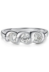 nice little silver clear cz twisted band baby birthstone ring